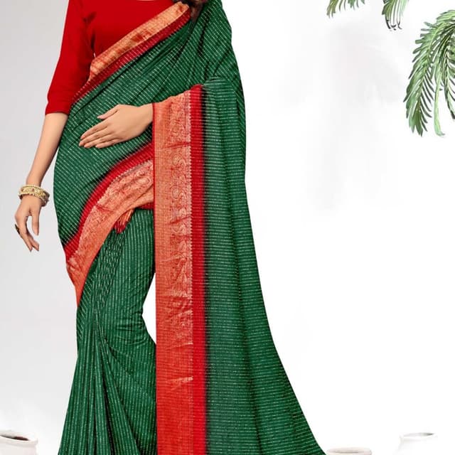 Green, Red, Gold Saree