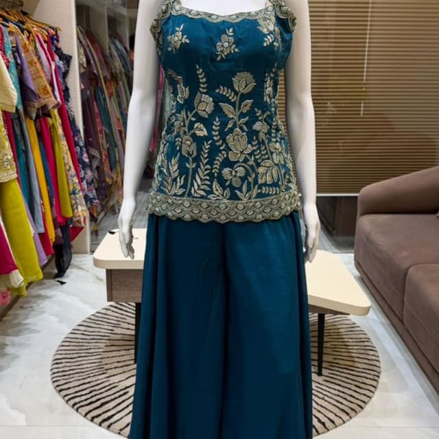 Teal and Gold Palazzo Suit