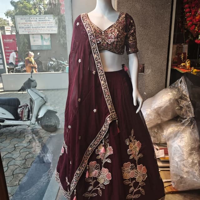 Maroon, Gold, Pink Lehenga Choli