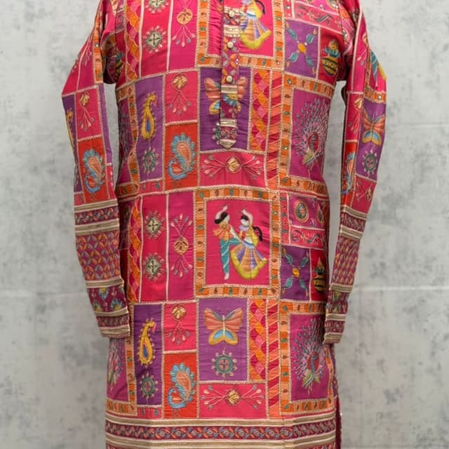 Pink, Purple, Orange, Gold Kurta