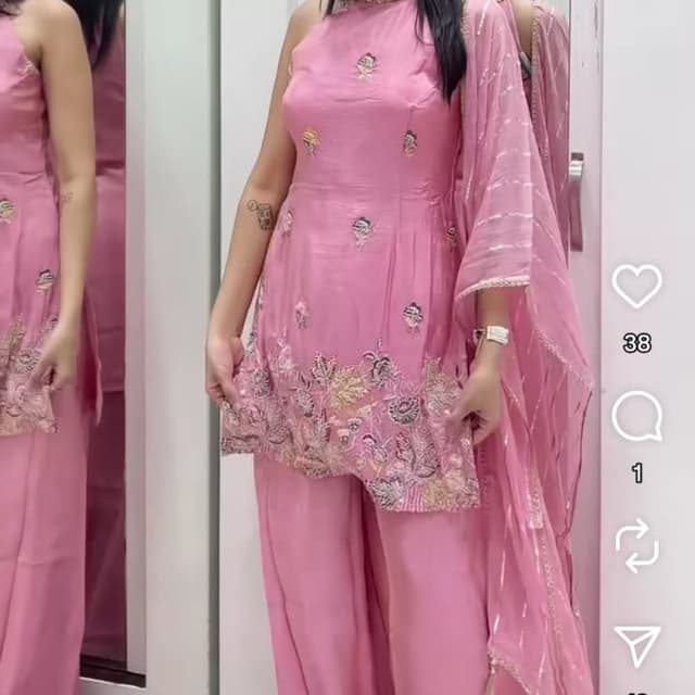 Pink with gold and silver accents Salwar Suit