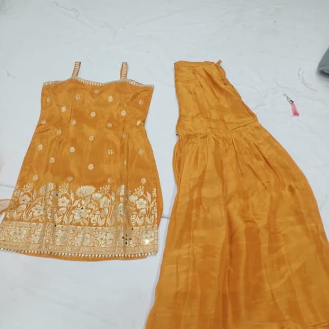 Mustard yellow with gold accents Sharara Suit
