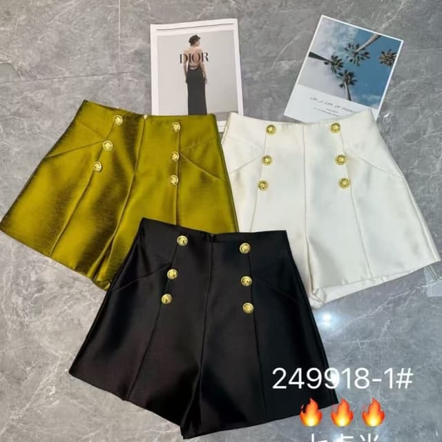Green, White, and Black, with golden accents Shorts