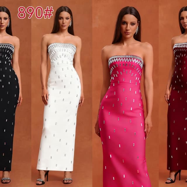 Black, White, Pink, Burgundy Dress