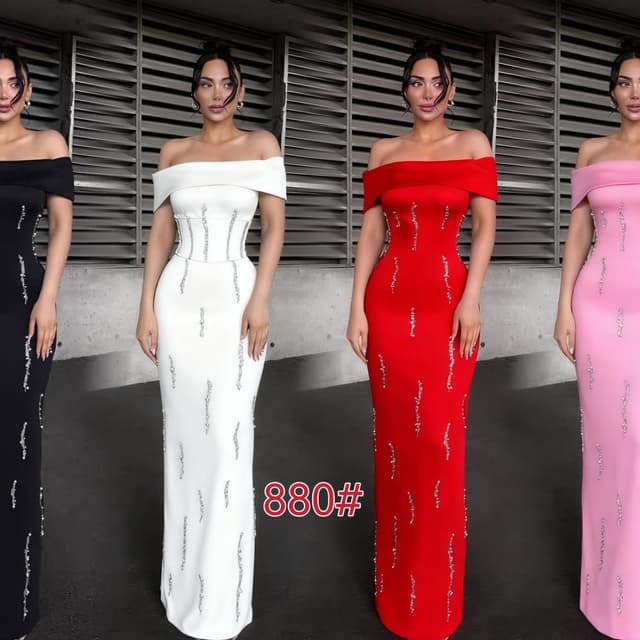 Black, White, Red, Pink Dress