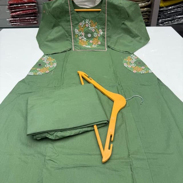 Green, White, Orange Kurta with Pants