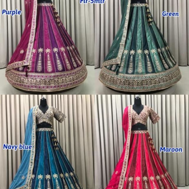 Purple, Green, Navy Blue, Maroon Lehenga Choli