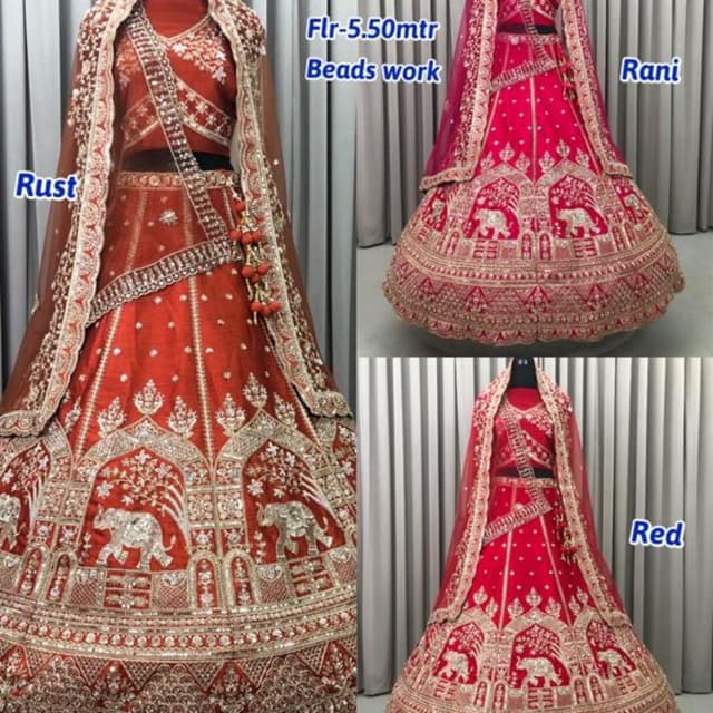 Rust, Rani, Red with Gold Lehenga Choli