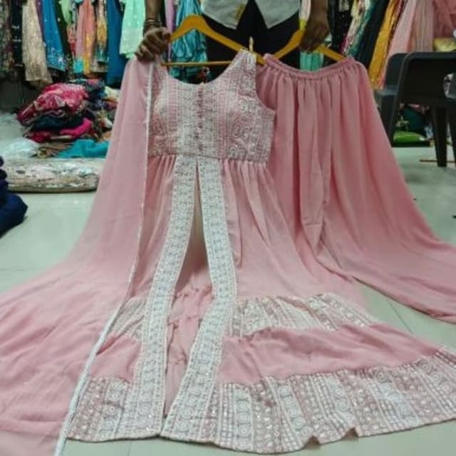 Pale Pink and White Sharara Suit