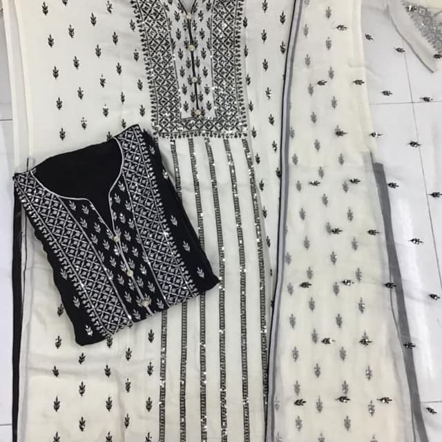White and Black Salwar Kameez