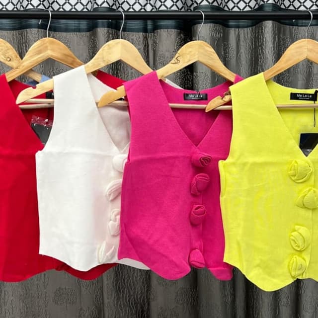 Red, White, Pink, and Yellow Vest