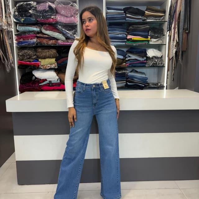 Blue, White Jeans, Top