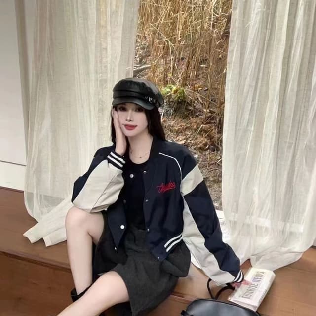 Navy Blue, White, Black, Red Jacket