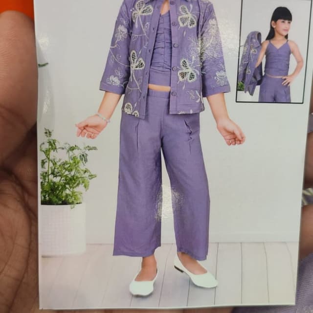 Lavender and cream Three-piece outfit (jacket, camisole, pants)