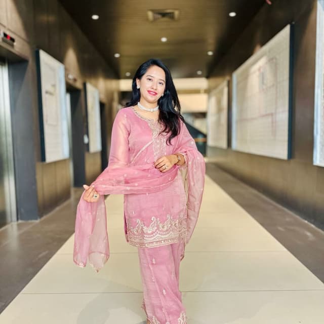 Pink with Gold accents Salwar Kameez with Dupatta