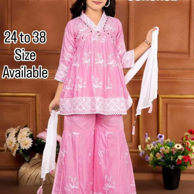 Pink and White Sharara Suit