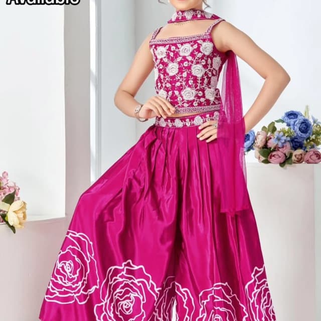Magenta and White Lehenga Choli