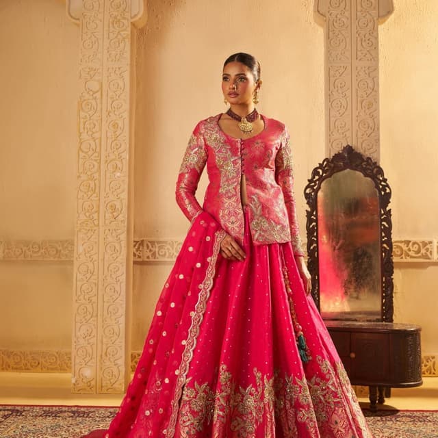 Magenta and Gold Lehenga Choli