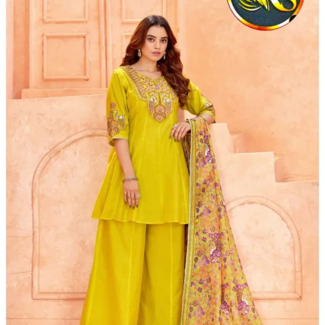 Lime Green, with accents of Pink, Purple, and Orange Salwar Suit