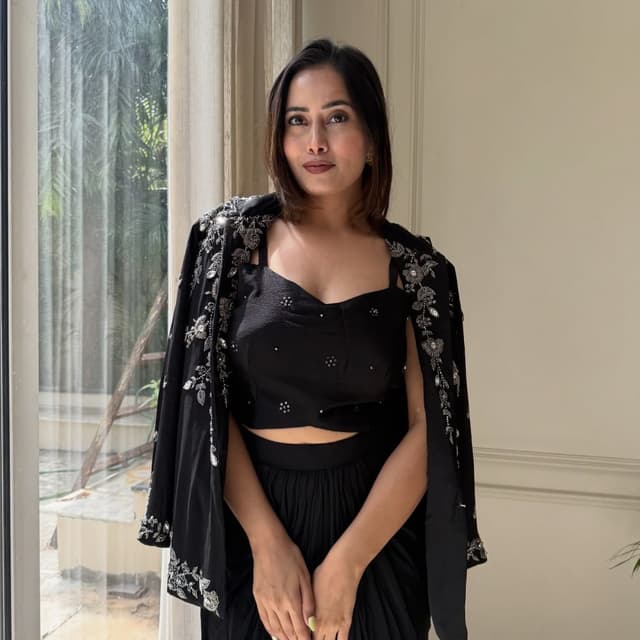 Black and Silver Co-ord Set with Jacket