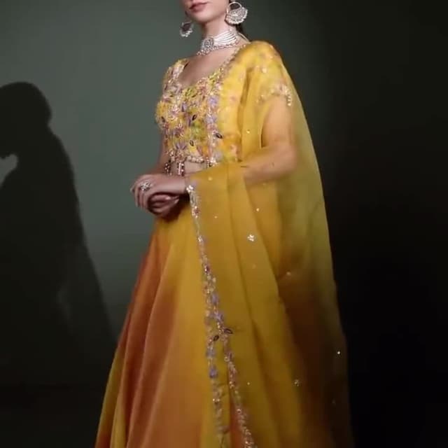 Yellow and Orange Lehenga Choli