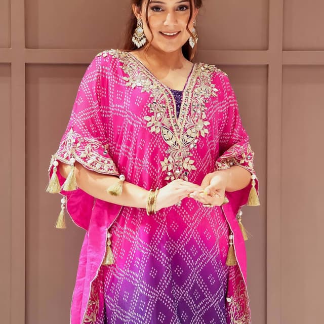 Pink and Purple Ombre with Gold Accents Kaftan