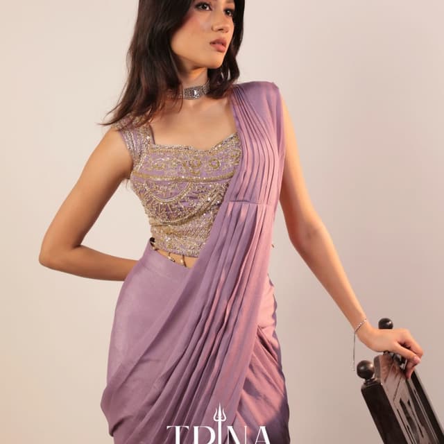 Mauve, Gold Saree