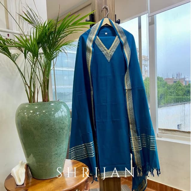 Teal and Gold Salwar Suit Set