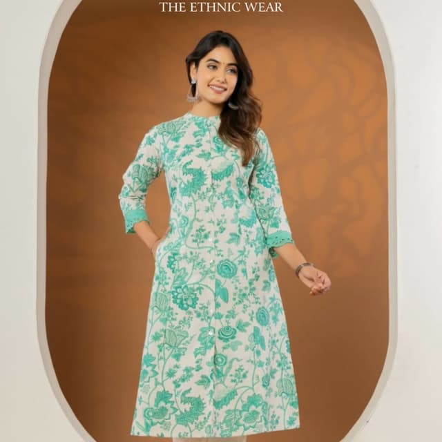White and Teal Kurti