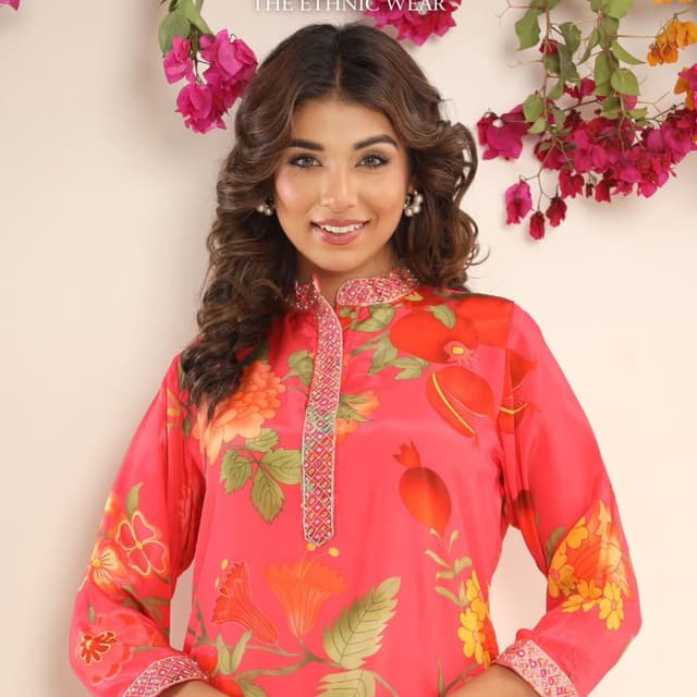 Red, orange, green, and yellow Kurta