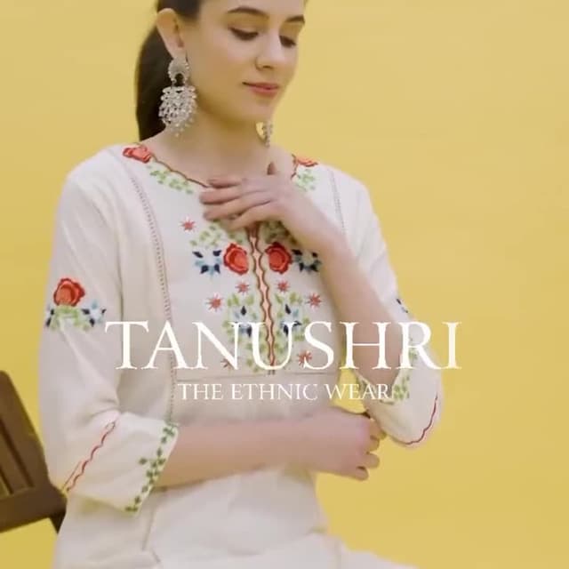 Ivory white with red, green and blue embroidery Kurta