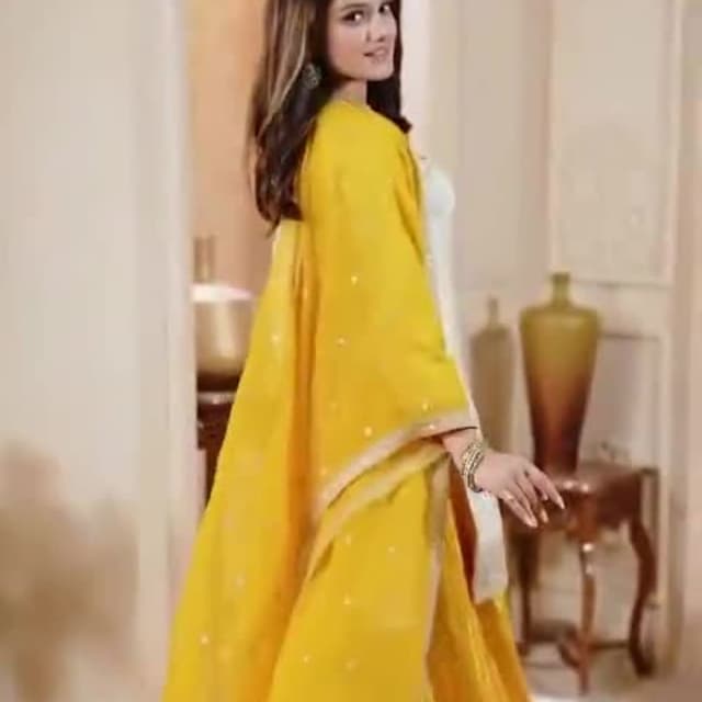Yellow and White Salwar Kameez