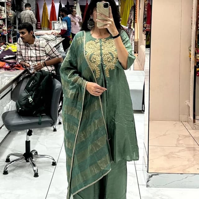 Green and Gold Salwar Kameez Suit