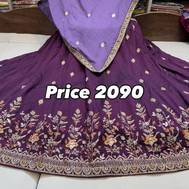 Purple and Lavender with gold, yellow, pink, and orange accents Lehenga Choli