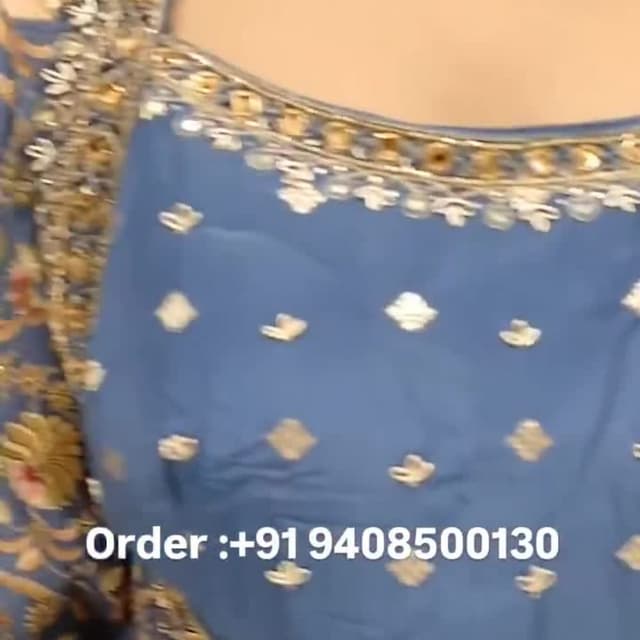 Blue, Gold, and Off-White Kurti or Salwar Kameez