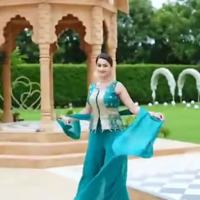 Teal, Gold Sharara Set