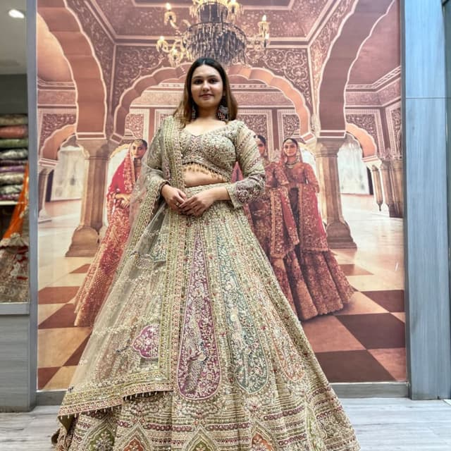 Gold, Beige, Green, Red, Purple Lehenga Choli