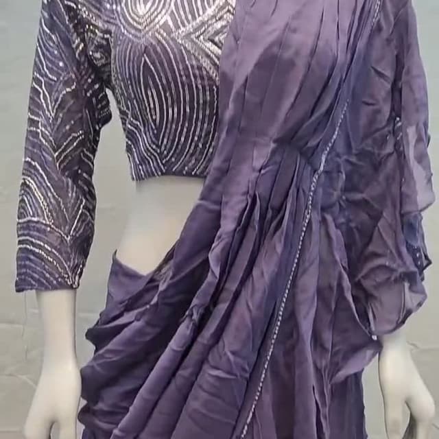 Purple and Silver Saree