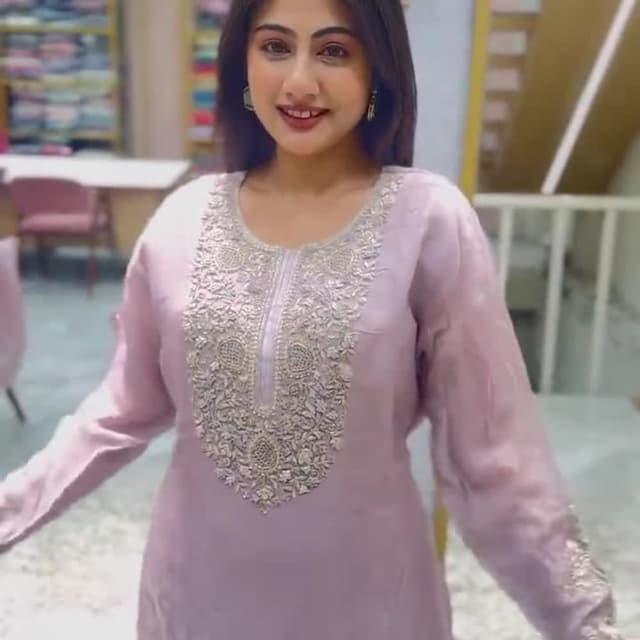 Lavender and Gold Kurta Suit