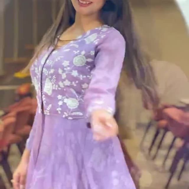 Lavender and White Kurta and Skirt Set