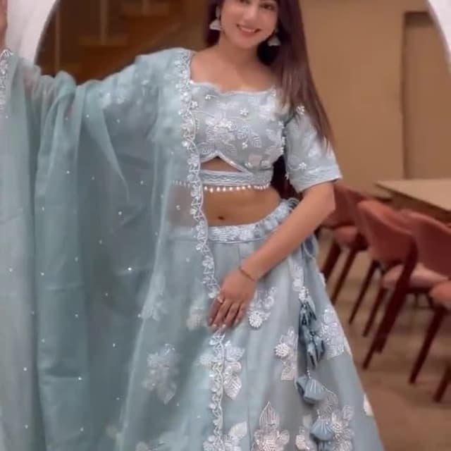 Light Blue and White Lehenga Choli