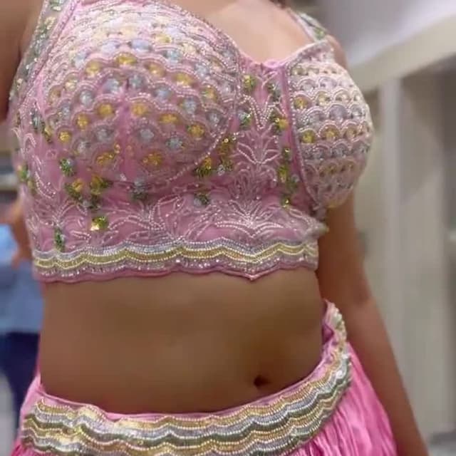 Pink, Gold, Green Lehenga Choli