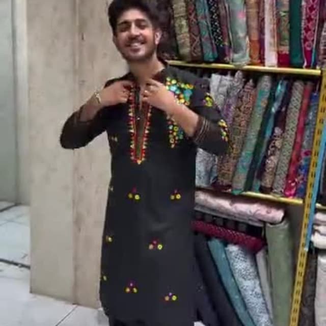 Black with multicolored accents Kurta and Salwar Suit