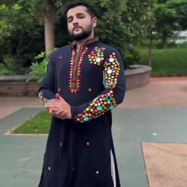 Navy Blue, White, Multicolor Kurta with Salwar