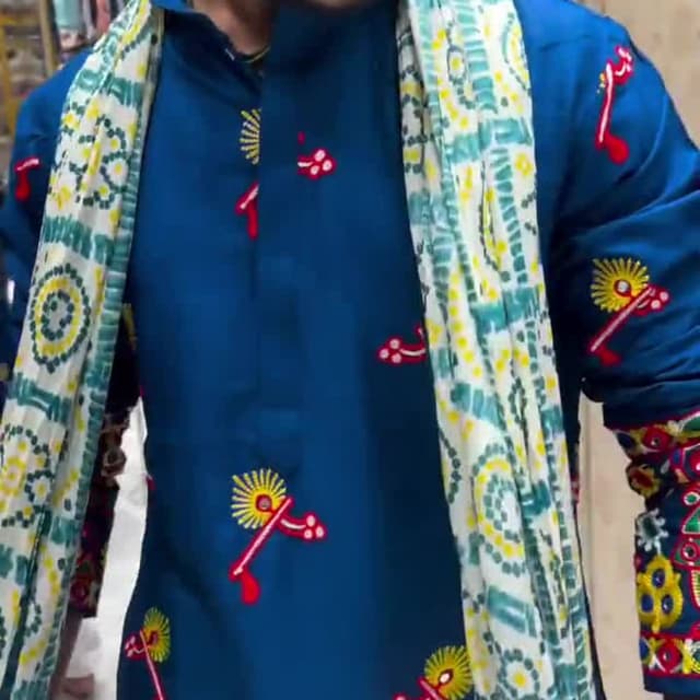 Blue, Red, Yellow, Green, White Kurta
