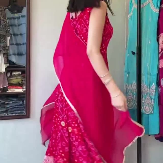 Magenta, with accents of gold and white Salwar Kameez with Dupatta