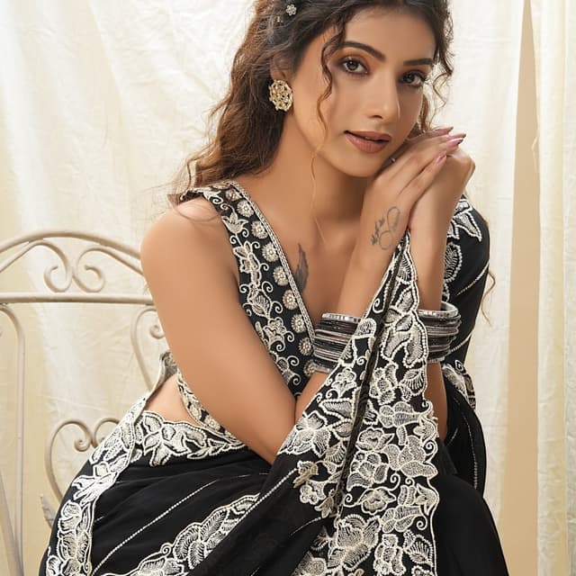 Black and White Saree