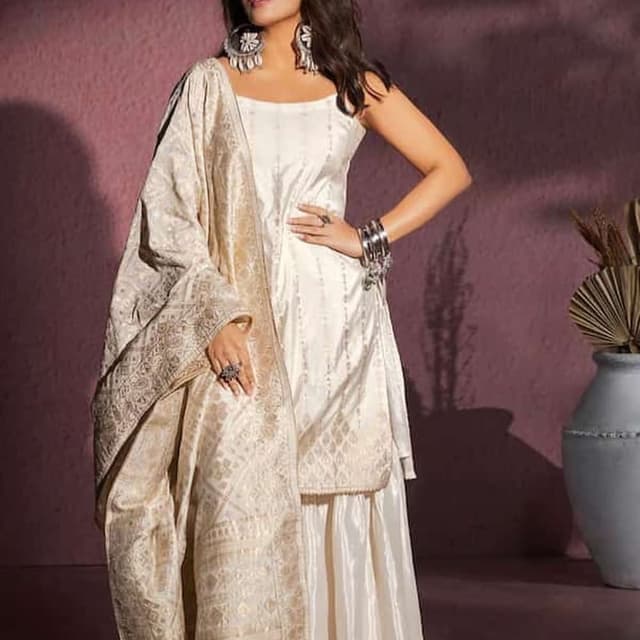 Ivory and gold Sharara Suit