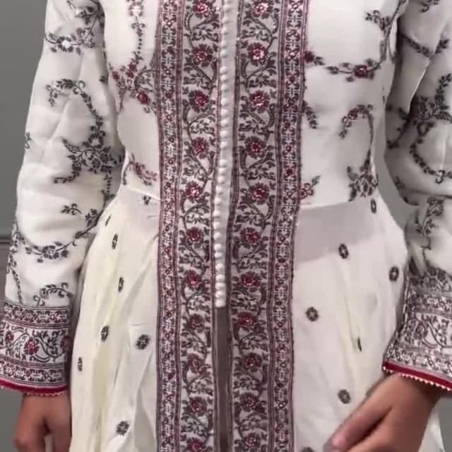 White, Maroon, and Black Anarkali Suit