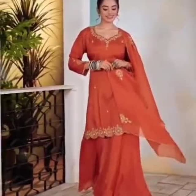 Burnt Orange Salwar Kameez Suit